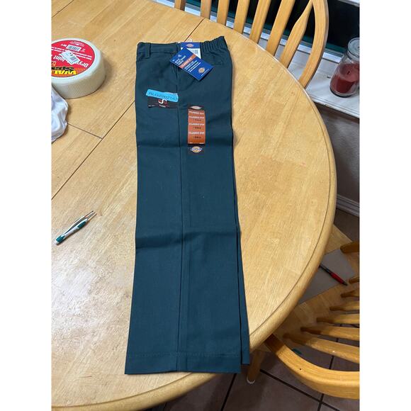 Size7 Regular Dickies Boys Classic Fit Straight Leg Flat Front Pant, HunterGreen - Picture 1 of 4